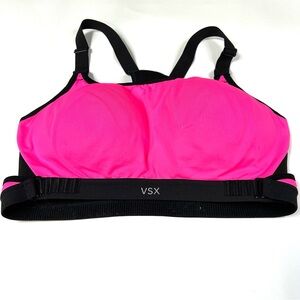 VSX Victorias Secret 34C Sports Bra Solid Pink Black No Wire Lined #2439